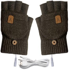 ZSHMJMJ Men's Women's USB Heated Gloves Mitten, Heating with Button Hands Warmer Washable Design