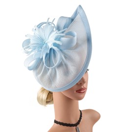 Fascinators for Women Flapper Headband Roaring 20s Headpieces Great Gatsby 1920s Black Headbands for Tea Party C05-Light Blue
