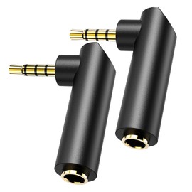3.5mm Angle Male to Female Audio Adapter,90 Degree Right Angle Gold-Plated TRS Stereo Jack Plug Aux Connector, Compatible with Headsets, Tablets, MP3 Players, Game Controllers, Speakers - 2pack