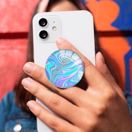 Ksadiye Clear Phone Grip with Expanding Kickstand,Cell Smartphones Collapsible Stand Gold Blue Purple Design for Phone