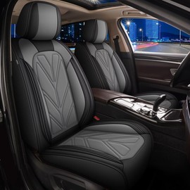 DISUTOGO Car Seat Cover Fit for Toyota Camry 2007-2025 Waterproof Faux Leather Seat Protector Vehicle Cushion Covers Compatible Airbag Full Set 5 Seats Black&Gray