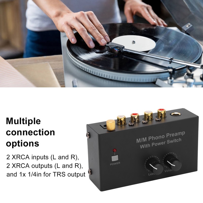 Phono Preamp RCA L R Input Output Level Turntable Volume
