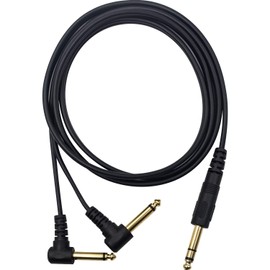 Duttek Guitar Y Cable,5 Feet Gold Plated 6.35mm 1/4" Male TRS Stereo to Dual 2 x 6.35mm 1/4" Male TS Mono 90 Degree Right Angle Y Splitter Audio Cable (635M/2MR)