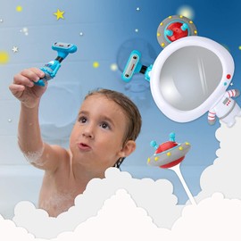 Nuby Awesome Astronaut Mirror 3Piece Interactive Baby Bath Toy Set for Fun Bath Time (6249CS2-8)