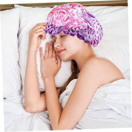 Baluue Reusable Decorative Shower Cap for Women Satin Shower Cap Elastic Band Extra Large for Hair for Bathing and Hair Treatments Stripe