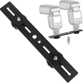 Dual Camera Mount Flash Extension Bar, ChromLives 8"/20.3cm Tripod Bracket Mount, 1/4'' Dual Hot Shoe Mount for Camera Compatible with LED Light, DSLR Camera, Tripod and More