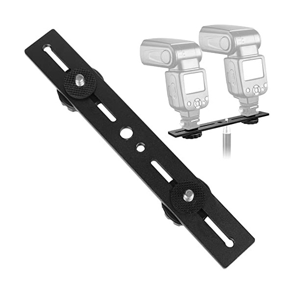 Dual Camera Mount Flash Extension Bar, ChromLives 8"/20.3cm Tripod Bracket Mount, 1/4''