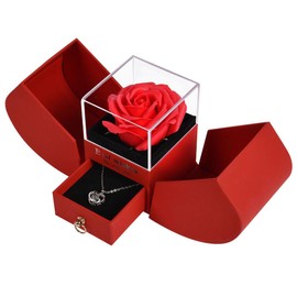 ACWOO Preserved Real Rose Gift for Girlfriend, Mum, Wife, Eternal Flower Rose with I Love You Necklace in 100 Languages, Gift for Her on Birthday, Valentine's Day, Mother's Day, Anniversary, Christmas