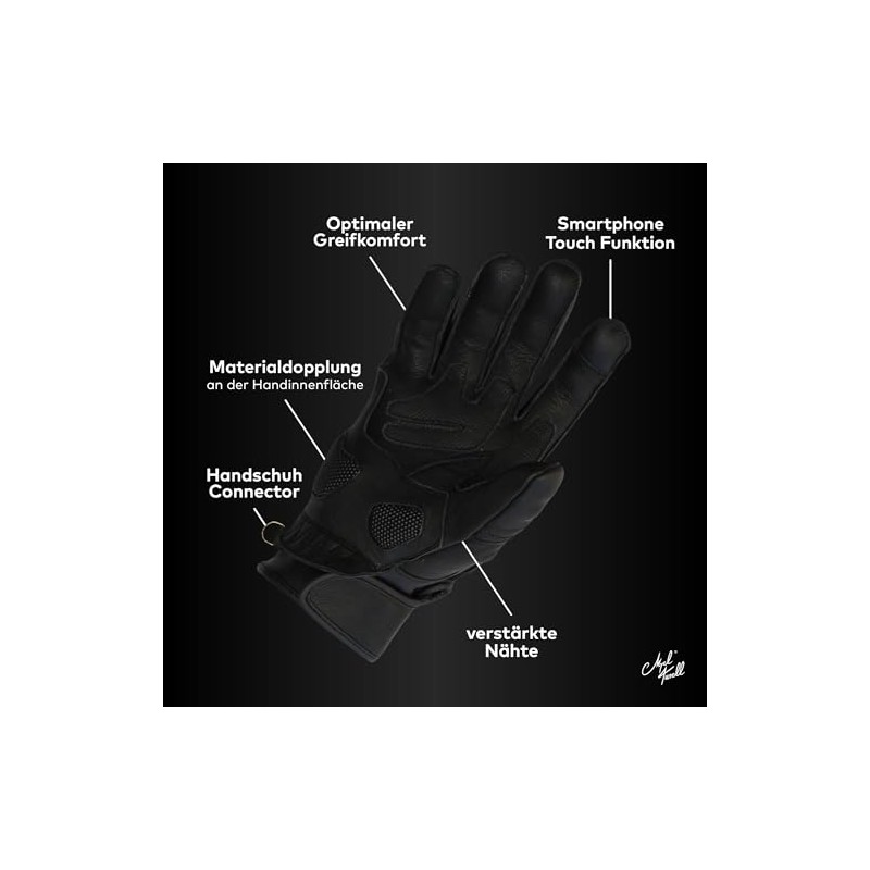 Classic Line Men's Motorcycle Gloves - High-Quality Genuine Leather, Reinforced