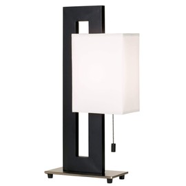 Floating Square Modern Contemporary Accent Table Lamp Black Metal Brushed Nickel Rectangular White Box Shade for Living Room Bedroom House Bedside Nightstand Home Office Family - 360 Lighting