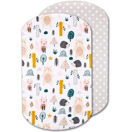 Lovely Hippo 2 x Fitted Sheets 100% Cotton – Compatible Iora – Set 2X – 60 x 80 cm – Compatible Iora (Forest Animals, 60 x 80 cm)