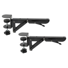 Chinflly 1 Set Desk Extension Folding Shelf Brackets,Metal Tablet Mount Arm Computer Desk Extender Clamp,Keyboard Rack Desktop Extension Tray,Black Small Clip