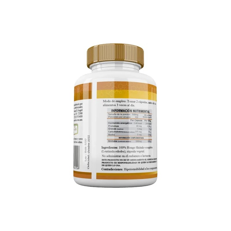 Shiitake Hongo Puro Premium 500mg Organic Shiitake Mushroom Supplement, 100