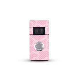 MightySkins Carbon Fiber Skin Compatible with Ring Video Doorbell (2nd Generation) - Pink Giraffe | Protective, Durable Textured Carbon Fiber Finish | Easy to Apply