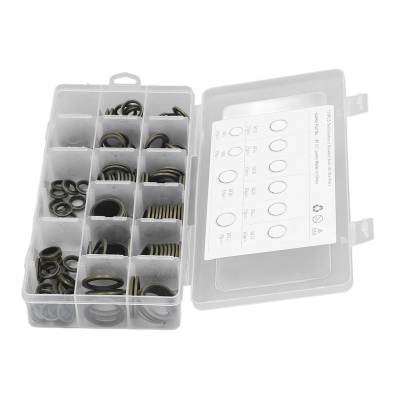 170PCS Set Drain Plug Gasket 10 Sizes Rubber and Metal