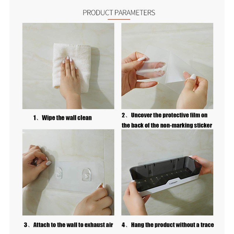 PIGPIGFLY Shower Shelf no Drilling, Plastic Bathroom Shelf, Shower Organiser,
