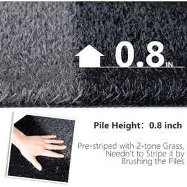 LITA Artificial Grass Outdoor Rug Artificial Turf Customized 1 x 31 Feet, Black-Gray Zebra Stripe Fake Grass, 0.8" Pile Height Astroturf Carpet Mat for Patio Balcony Pool Deck Playground Tennis