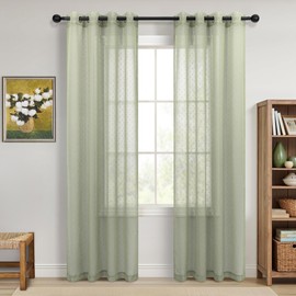 Sage Green Curtains 72 Inch Length for Dining Room 2 Panels Set Polka Dots Sheer Bedroom Curtains Grommet Spring Boho Country Decor Drapes Vintage Neutral Earth Tone Pattern Pale Green Sheer Curtain