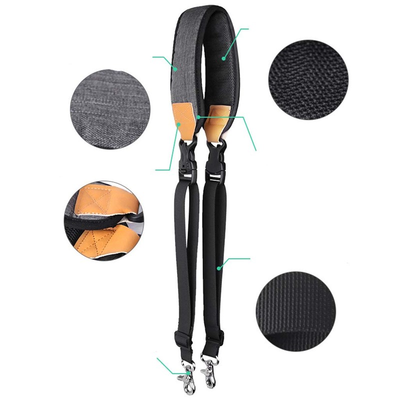 Hensych Dual Metal Hook Strap Stress Reliever Shoulder Belt Lanyard