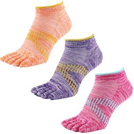Asuka Women's 5 Toe Socks, Ankle Length, 9.1 - 9.8 inches (23 - 25 cm), 3 Pairs, Assorted F - 3 Pairs