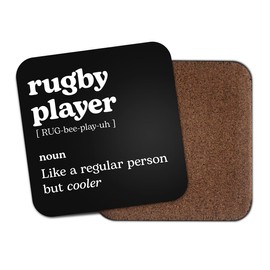 Rugby Player Square Coaster - Sport Fan Dictionary Regular But Cooler Definition Funny Joke Hobby Men Women Kitchen Drink #82607