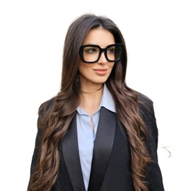 OCCI CHIARI Oversized Reading Glasses for Women 2.0 Funky Square Readers 1.0 1.25 1.50 1.75 2.0 2.25 2.50 2.75 3.0 3.5 4.0 (Black, 2.0)