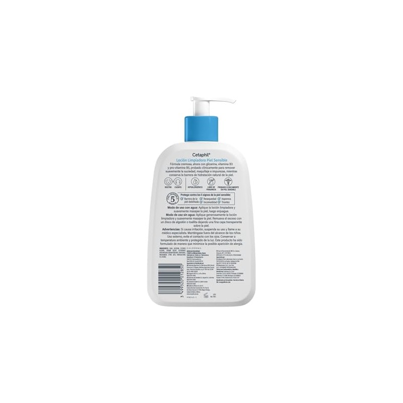 Cetaphil Loción Limpiadora Facial Corporal Piel Sensible Seca 473