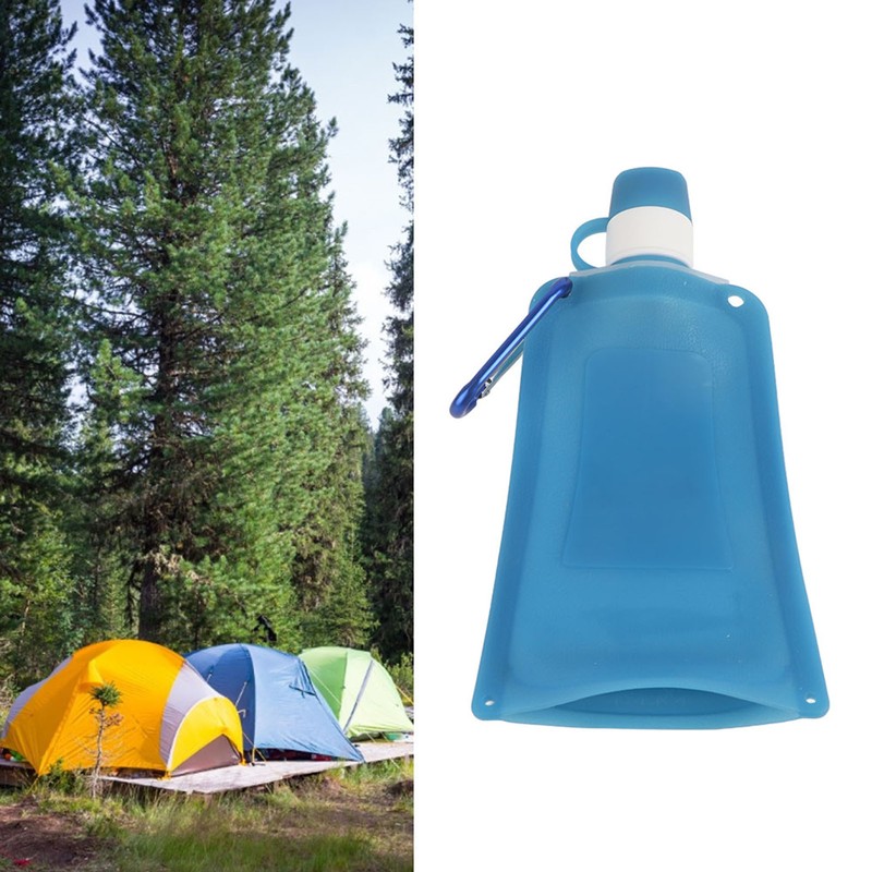 500ml Portable Foldable Water Bottles Collapsible Silicone Water Pouch for