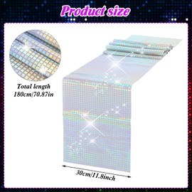 DSLSQD Disco Party Table Runner, 30 x 275 cm, Gold Disco Tablecloth, Table Runner, Gold Sequins, Glitter Disco Ball Table Runner, for Retro 70s 80s Disco Party Birthday Dance Party Wedding Table