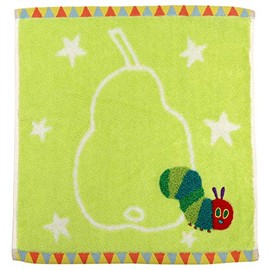 Hayashi WI447704 Hand Towel, Approx. 13.4 x 13.8 inches (34 x 35 cm), Harapeko Hallow, Non-Twisted Yarn, Green