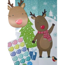 YLAB - Pin the Nose on the Reindeer - Christmas Party Game - Printed on Card, Mask & Stickers - Eco Packaging