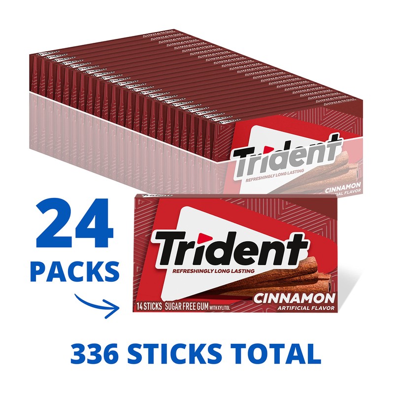 Trident Cinnamon Sugar-Free Chewing Gum, 24 Packs of 14 Pieces