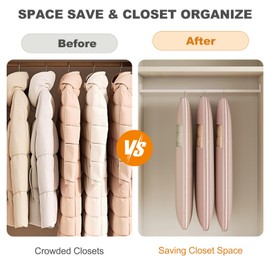 Space Saving Hanging Garment Bag with Self Compression Zipper,Clear Garment Bag for Hanging Clothes,Dust Cover Clothes Bags for Down Coat,Suit Bags for Closet Storage,Hanging Protector for Coats