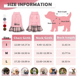 YUDODO Dog Sweater Dress for Small Dogs with Bowtie Turtleneck Knitted Dog Dress Pet Dog Winter Clothes Warm Sweater for Yorkies Chihuahua(Medium,Pink)
