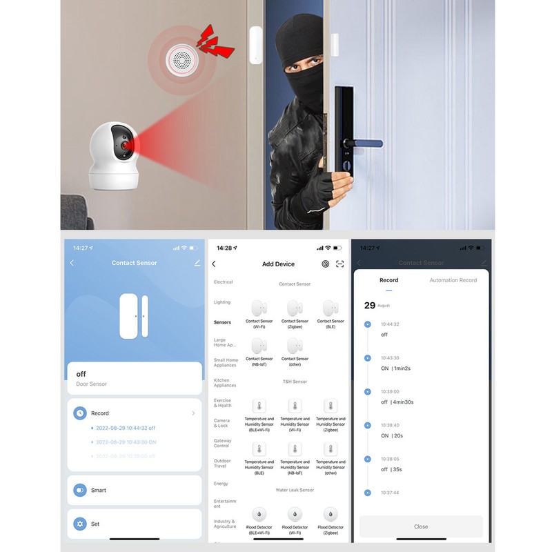 Smart Door Window Sensor 2.4G WiFi Magnetic Open Close Detector