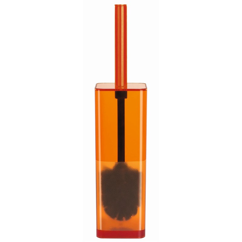 Spirella Cubo Polystyrol Toilet Brush, Clear Orange
