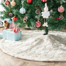 Deggodech Christmas Tree Skirts, Christmas Tree Skirt, Round Christmas Tree Skirt, Fur Christmas Tree Stand Carpet for Christmas Holiday Decorations
