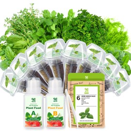 Herb Seed Pods for All Hydroponics Growing Systems, 8 Pods with 600+ Seeds of Cilantro, Thyme, Mint, Genovese Basil, Curly Parsley and Dill