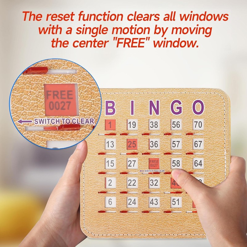GSE Bingo Game Cards, 10-Pack Reusable Shutter Bingo Cards |