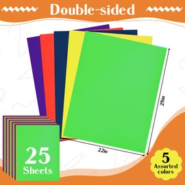 Kosiz 25 Sheet Neon Poster Board 22 x 28 Inch,assorted Colors Fluorescent Large Poster Board,neon Paper Cardstock Display Drawing for Craft Project(Assorted Color)