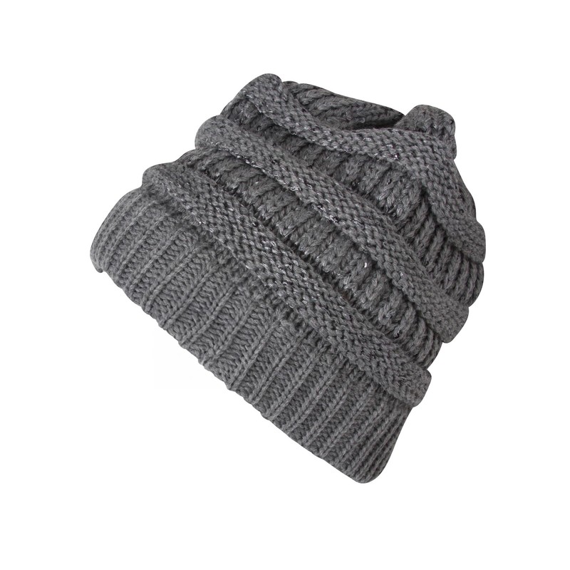 Gravity Threads Winter Knitted Beanies w/Sequins - Light Grey