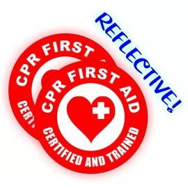 Unbranded/Generic (2) Reflective CPR First Aid Hard Hat Decals | Helmet Stickers | AED EMT Rescue