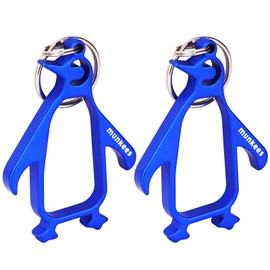 munkees Penguin Bottle Opener Keychain 2 Pack Aluminium Key Beer Opener, Outdoor Travel Accessories Blue