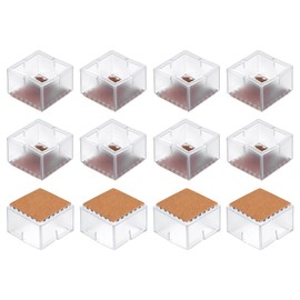 sourcing map Chair Leg Floor Protectors, 12Pcs Square PVC & Felt Chair Leg Cover Caps for Hardwood Floors (Clear White, 40x40mm/ 1.57"x1.57")