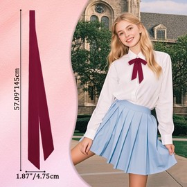 LHXzizizi Bow Tie for Women, Ribbon Self-tie Folding Bowtie for Womens Girls for School Uniform Party Wedding Cosplay Office (Burgundy)
