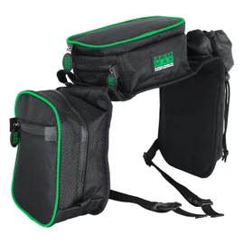 TrailMax Compact English Pommel Pocket Horse Saddle bag; English Front Pocket Horse Saddle Bag w/Water Bottle Sleeve; English/Endurance/Australian Saddle bags; Horse Saddle Bags for Trail Riding;Green