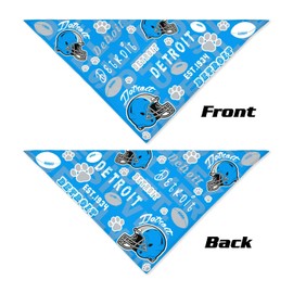 Detroit Football Pet Reversible Dog Bandana Gifts for Dogs Cats Cotton Triangle Bid Scarf for Medium Large Dog
