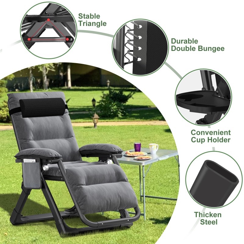 ABORON Zero Gravity Lounge Chair Recliner Folding Patio Lawn Chaise