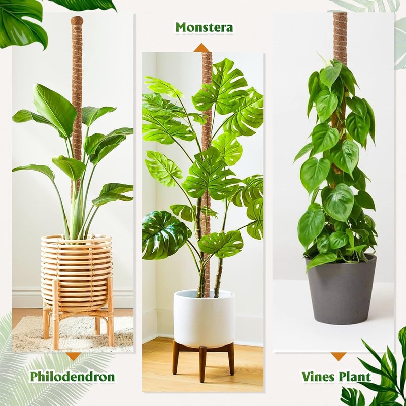 3 Pack Bendable Moss Pole 28" 48" 63" Monstera Plant