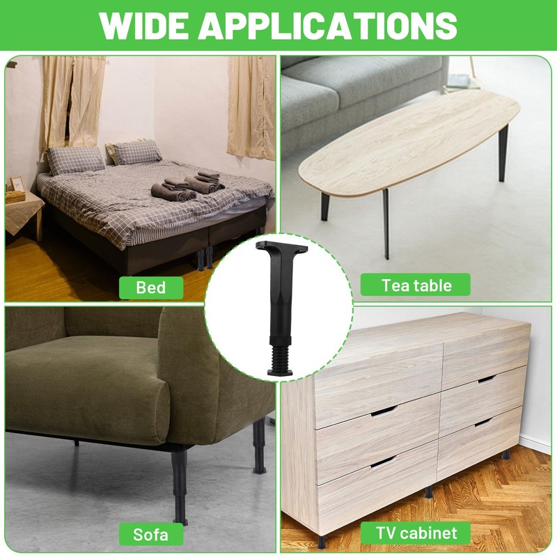 Tobeelec 12 Pcs Adjustable Height Bed Support Legs, 8.3"-14.5" Bed